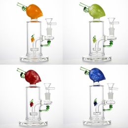 Wholesale Colorful Peach Glass Bongs Fruits Water Pipes Straight 14mm Female Joint Glass Pipe Showerhead Perc Smoking Oil Dab Rigs Bowl Hot