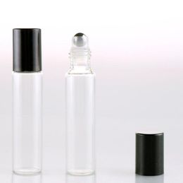 10ml 1 3oz ROLL ON GLASS BOTTLE Clear Fragrances ESSENTIAL OIL Perfume Bottle with Metal Roller Ball Free DHL