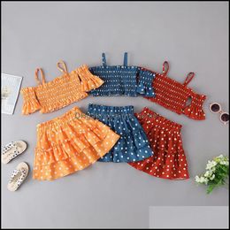 Clothing Sets Baby & Kids Baby, Maternity Girls Outfits Children Sling Strapless Ruffle Tops+Dots Skirts 2Pcs/Set Summer Boutique Fashion Cl