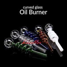 Colourful glass pipes tubelet Curved Philtre Pipes Smoking Accessories Percolater Oil Burner Pipe Water Bongs Tube Smoke Pipe