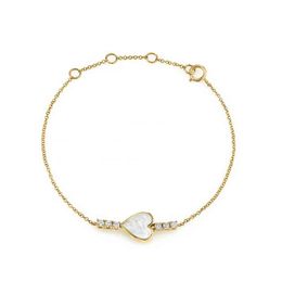 Gemnel 925 sterling sier jewelry 14k gold heart mother of pearl diamond bracelet for women