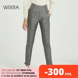 Wixra Winter Pants Women Duck Down Velvet High Elastic Waist Skinny Warm Windproof Pants Female Elastic Waist Trousers Women 201119