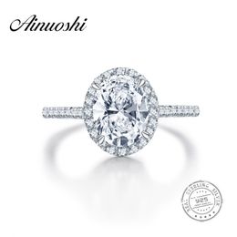 AINUOSHI 2 Carat Halo Oval Cut Engagement Rings for Women Fashion Jewellery nscd Ring Romantic Wedding Anelli Donna Wholesale Y200106