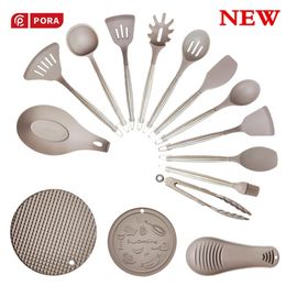 NEW Kitchen Utensils Set 5-12Pcs Cooking Utensils Sets Silicone Nonstick Spatula Spoons Shovels Kitchen Tools Kit for Cooking 201223