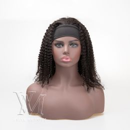 VMAE Cuticle Aligned Virgin Mongolian Human Hair Headband Wigs Short 3A 3B 3C 4A 4B 4C Afro Kinky Curly for Black Women