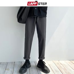 LAPPSTER Mens Casual Skinny Joggers Pants Overalls Mens Hip Hop Solid Sweatpants Male Korean Fashion Black Casual Trousers 201110