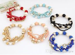 Charms Bracelets Fine Jewelry Pearl Multilayer Bracelet Imitation Turquoise Bead Bracelet
