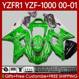 OEM Fairings For YAMAHA YZF-R1 YZF1000 YZF R 1 1000 CC YZFR1 00 01 02 03 Bodywork 83No.83 YZF R1 1000CC 2000 2001 2002 2003 YZF-1000 00-03 Motorcycle Body Kit White flames