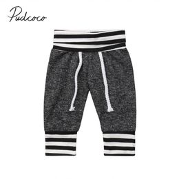 Brand New Newborn Pants Striped Grey Leggings Cotton Bottom For Newborn Baby Girls Boys /Set Wholesale 0- LJ201012