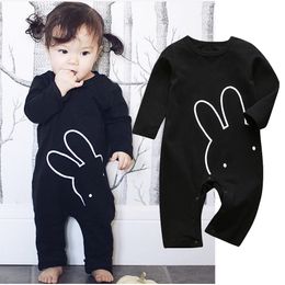Autumn Baby Boy Girl Rompers Pyjamas Infant Cotton Long sleeves Cartoon Rabbit Print Jumpsuit Newborn Toddler Baby Clothes 201029