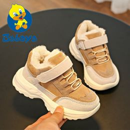 Winter Kids Boots brand boys girls warm leather sneakers fashion footwear children casual shoes plush non slip sport shoes 201130