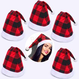 Christmas Santa Claus Plaid Hats Christmas Decor Adult Grid Hats Christmas Decorations Hats Xmas Party Santa Claus Costume Caps BH3625 TQQ