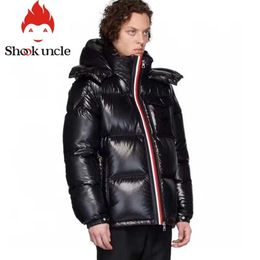 winter new men's hooded casual down jacket thick and warm men's winter clothing black waterproof Double row zipper padded coat 201126