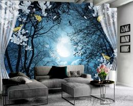 Modern Mural 3d Wallpaper Romantic Moonlight Landscape 3d Wallpaper HD Digital Printing Moisture-proof 3d Wallpaper