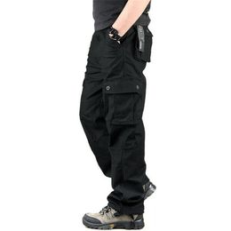 Men's Casual Cargo Pants Cotton Multi Pockets Overalls Streetwear Army Military Work Straight Slacks Trousers Tactical Pants 44 LJ201104