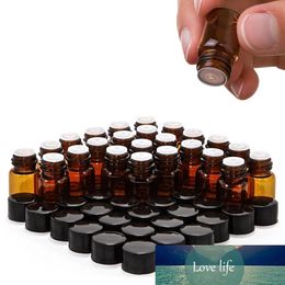 24pcs 2ml Essential Oil Sample Bottle Empty Amber Glass Mini Vials with Orifice Reducer Black Lids for doTERRA Young Living