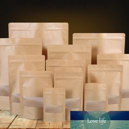 Kraft Paper Bag with Window Food Zipper Kraft Storage Bags Kitchen Food Hermetic Zip Bags for Dried Food