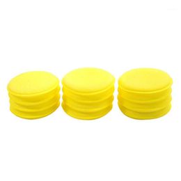 Car Washer Wholesale-12Pcs Yellow Polish Round Cleaning Wash Sponge Waxing Buffing Foam Pads For Clean Auto Durable Stretchy Soft1