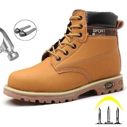 Men For Martin Steel Toe Leather Water Proof Work Puncture-Proof Winter Boots Safety Shoes Y200915