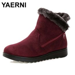 YAERNI Women Ankle Boots New Fashion Waterproof Wedge Platform Winter Warm Snow Boots Shoes For Female Y200915