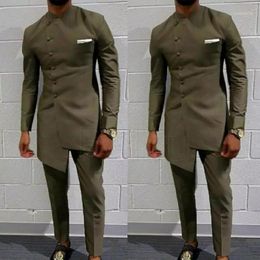 Mens Suits Blazers Vintage African Clothing for Men Long Wedding Suit Attire Grooms Slim Fit Coat Jacket +pants1