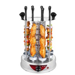 Electric BBQ Grill Vertical Smokeless Barbecue Grilled Machine 6Sticks Automatic Rotating Kebab Meat Grill Kitchen Appliances