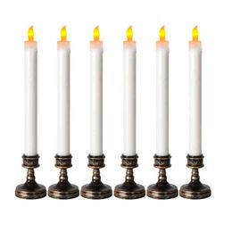6 Pieces Flameless LED Taper Candles With Flickering Yellow light by Push Switch,Electric Candles For Wedding Decoration H1222