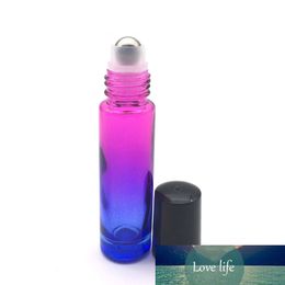 Hot 10pcs 10ml Essential Oil Roll on Glass Bottle Gradient Red-Blue Perfume Empty Roller Ball Thick Glass Bottle