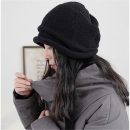 2021 New Yamamoto Hip-hop Thick Bandage Wool Knitting Hat Japanese All Match Black Women Hats