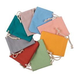 Cotton cloth Drawstring bags stuff orgnizer package Drawsting Wedding party packaging Colored cotton Jewelry pouches logo customized