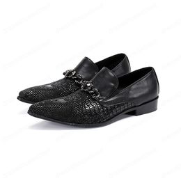 Fashion Pointed Toe Real Leather Men Shoes Business Formal Leather Shoes Slip on Big Size Male Party Dress Shoes