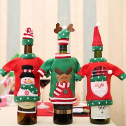 2pcs Christmas Cartoon Wine Bottle Cover New Year Christmas Decoration For Home Santa Claus Snowman Elk Dinner Party Gift Holder