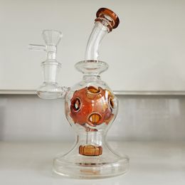Thick Bent Neck Glass Bongs Brown Hookahs Smoking Pipe Oil Dab Rigs Honeycomb percolator Water Pipes female Joint With 14mm Clear Bowl for Smokers Gift
