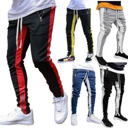 Running Pants Zipper Pocket Striped Sport Jogging Men Joggers Sports Tights Trousers Gym Training Men Clothing