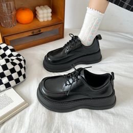 Shoes Woman 2022 British Style Autumn Female Footwear All-Match Oxfords Clogs Platform New Retro Preppy Fall Dress Winter Leathe