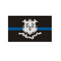 ConnecticutThin Blue Line Flag 3x5 FT Police Banner 90x150cm Festival Gift 100D Polyester Indoor Outdoor Printed Flags and Banners