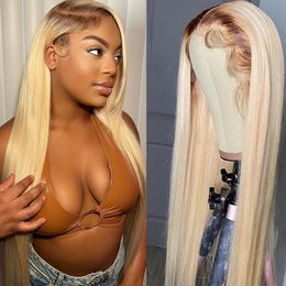 Ombre Blonde Lace Front Wig Human Hair Remy Bone Straight Humans Hairs Wigs For Women 613 Laces Frontal Wig Pre Plucked