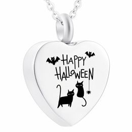 Einäscherung Schmuck Halloween Heart Halskette Edelstahl Einäscherung Ashes Memorial Anhänger mit Fill Kit Packungstasche