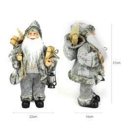 12 inch Christmas Decorations Santa Claus Doll Standing Christmas Figurine Holiday Decoration Ornaments Layout Window Decoration 201130