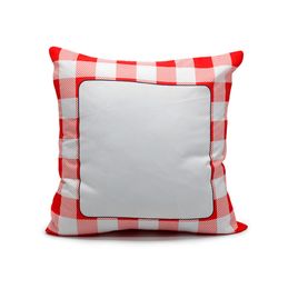 Blank Sublimation Pillow Case Thermal Polyester Pillowcases DIY Plain Sofa Cushion Throw Pillow Cover Plaid Grid Border Pillowslips F102004