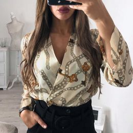 Women Ladies Sexy Floral Bodysuits Fashion Print Patchwork Casual Deep V Wrap Over Satin Bodysuit Leotard Top Jumpsuit #30 T200704