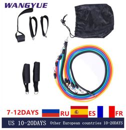 11 Pcs/Set Latex Resistance Bands Crossfit Training Exercise Yoga Tubes Pull Rope,Rubber Expander Elastic Bands Fitness with Bag Q1225