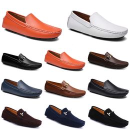 GAI Leather Casual Doudous Men Driving Shoes Breathable Soft Sole Light Tan Blacks Navys Whites Blues Siers Yellows Greys Footwear All-Match Lazy Cross-Border 495 259
