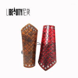 Bangle Men's Fashion Rock Wide Leather Wrist Protectors Cowhide Woven Plaid Bracelet Punk Embossed Vintage Bracelet1