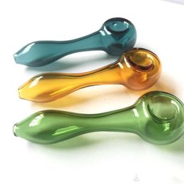 2022 NEW Wholesales 4 Inch Glass Pipes Smoking Pipe Hookah Tobacco Glass Spoon Pipe Colored Mini Glass Pipes Small Hand Pipes
