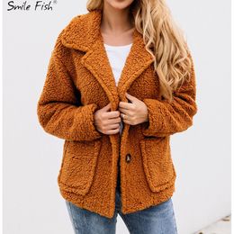 Autumn Winter Coats Women Suit Buttons Pockets Blends Woolen Coats Loose Solid Long Sleeve Warm Streetwear Female GV932 201028
