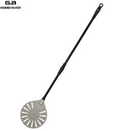 Hard Anodized Aluminum Pizza Shovel Adjustable Pizza Peel Perforated Turning Pastry Baking Paddle With Removable Handle 220106