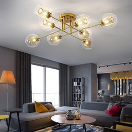 Chandeliers Led Ceiling Chandelier For Living Room Dining Bedroom Kitchen Nordic Modern Style Glass Ball G9 Pendant Lamp Light Fixtures