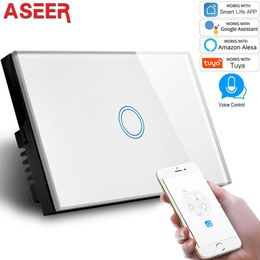 2022 toccare wifi interruttore ASEER, US 1 Gang Smart Light Switch Wireless Wall Interruptor Controllo touch Control WiFi Switch Compatibile Amazon Alexa Google Assistant1