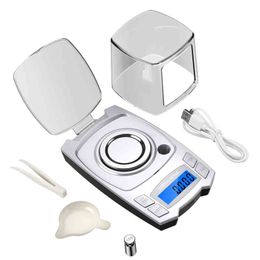 0.001g Precision Electronic Scales 100g/50g USB Charging Digital Weighing Jewelry Scale Portable Lab Weight Milligram Scale 211221